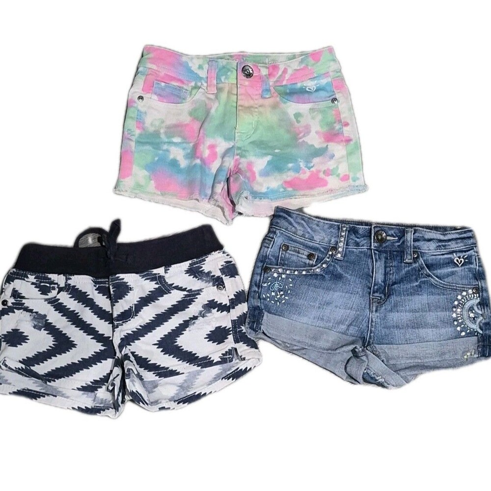 Lot Of 3 Girls Shorts Size 10 - Pink Blue - Summer - Tie Dye  - Arizona Justice